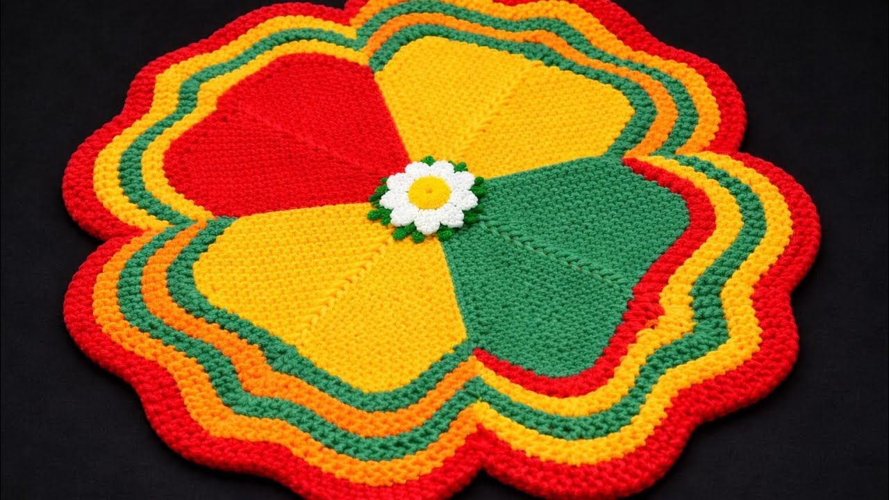 सलाई से बनाए बहुत ही सुन्दर सा पैरदान वो भी सिर्फ चार रंगों से/ Woolen Doormat 