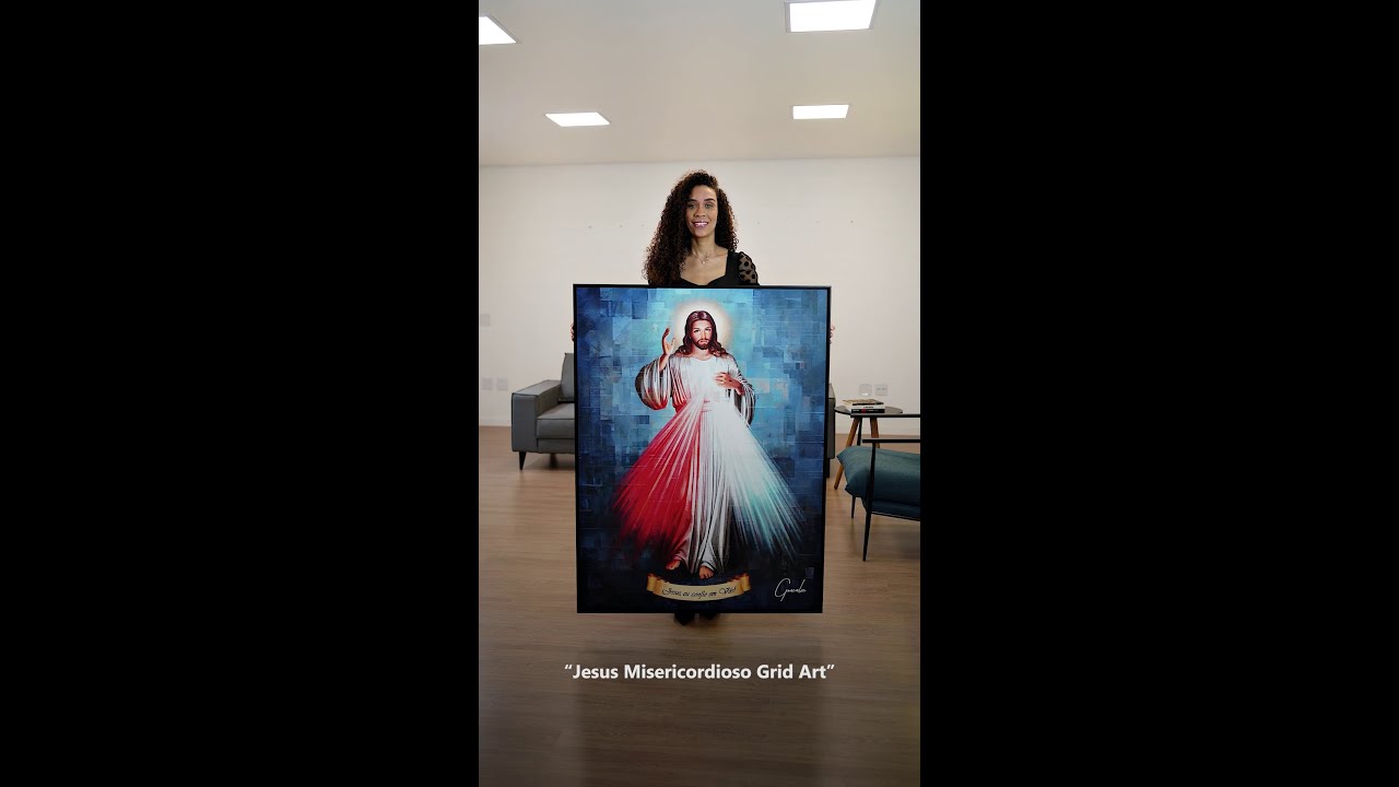 Vídeo de Quadro Jesus Misericordioso Grid Art