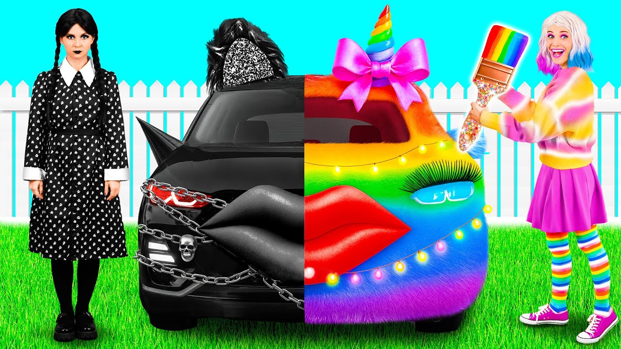 Rainbow Car vs Black Car Challenge | Crazy Prank Ideas by KiKi Challenge