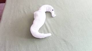 Towel Art; How to Fold Towel Seahorse; Towel Origami; Towel Animal Folding Design;  Bed Decoration by Towel folding tutorial 12,676 views 4 years ago 2 minutes, 41 seconds