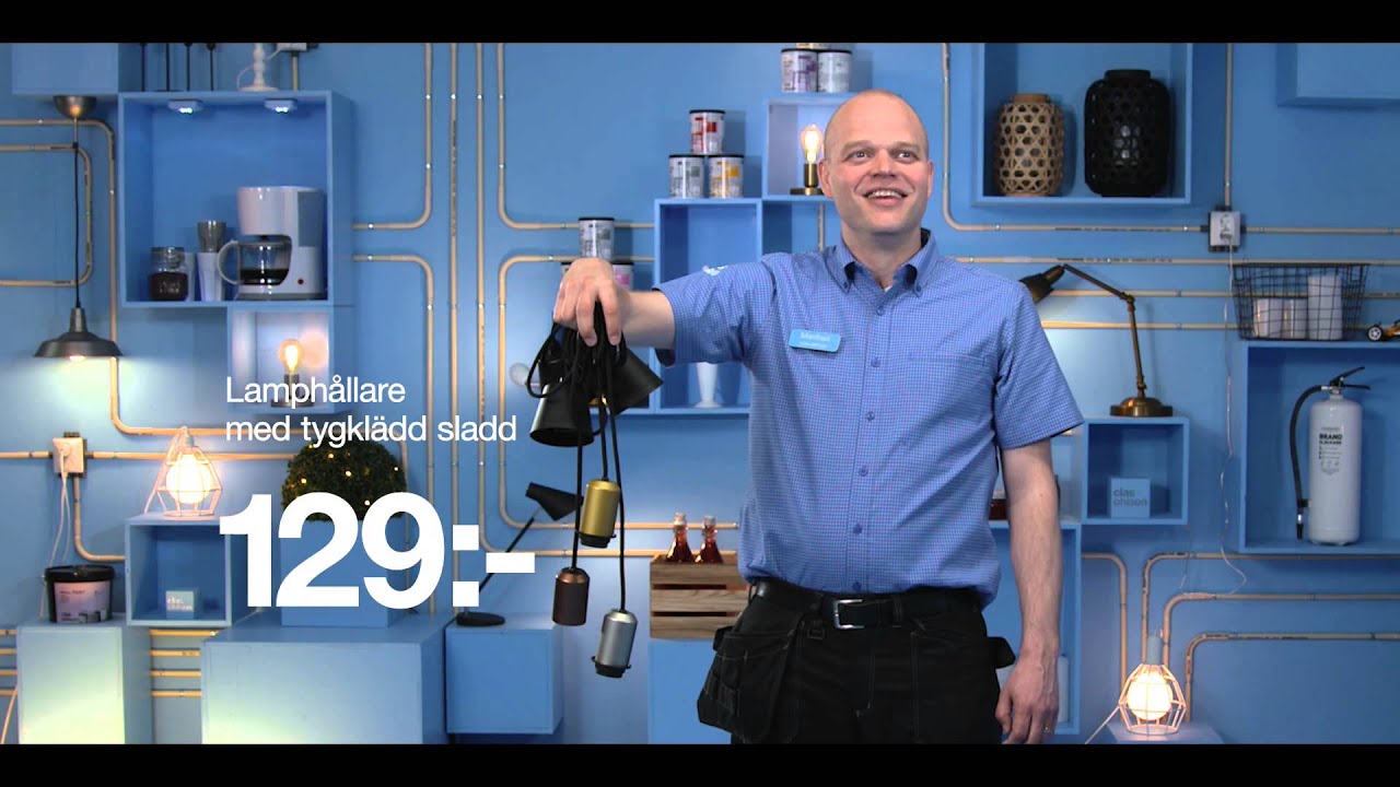 Lampgaller, lampor och tygklädda sladdar till bra pris.