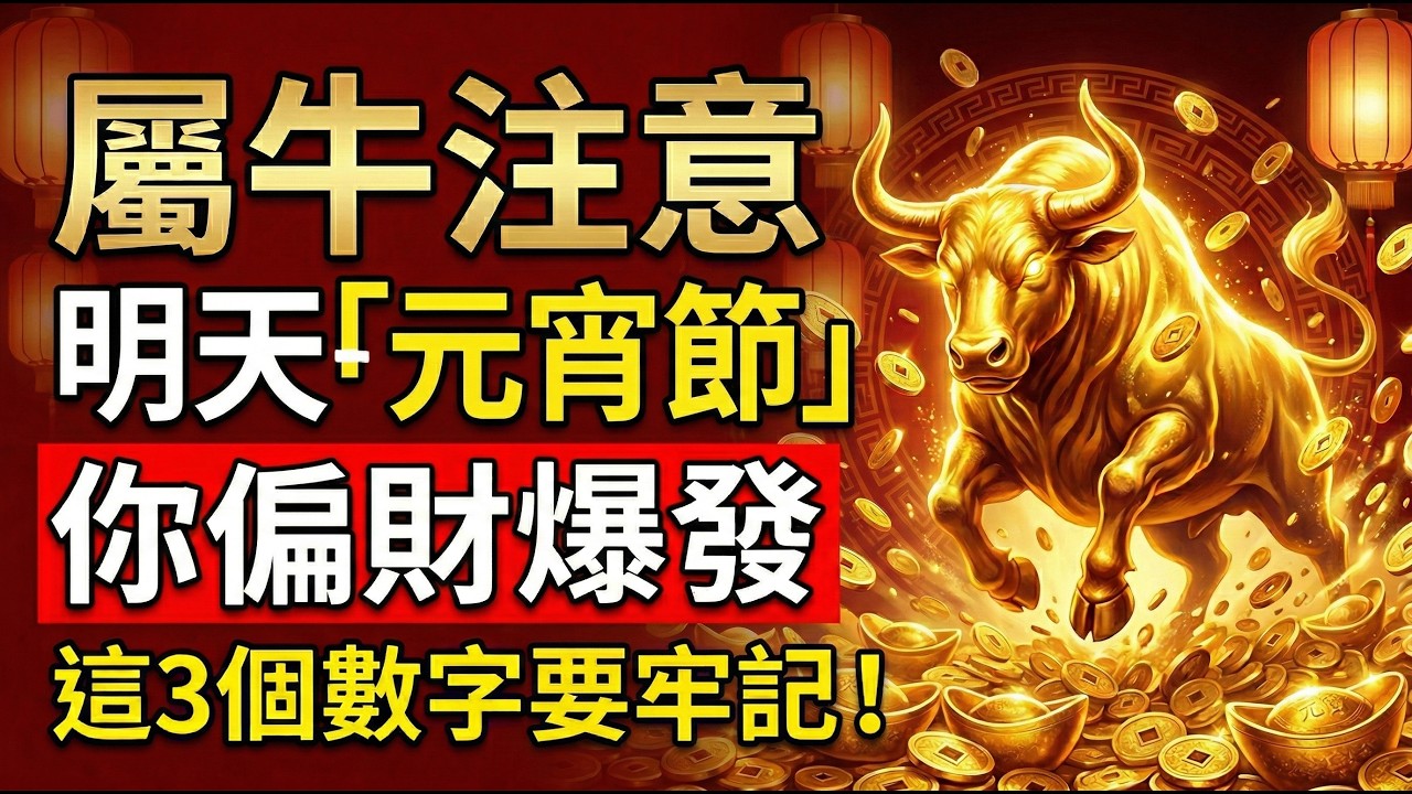 【屬牛注意】明天3月3號正月十五「元宵節」，你的偏財旺，多用這『3個數字』，讓你橫財擋不住！#屬牛2026運勢 #元宵節 #開運 #偏財運 #財運 #發財 #2026生肖牛運勢 #正月十五 #風水