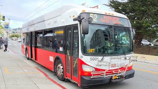 ⁴ᴷ⁶⁰ SF Muni 2021 New Flyer XE40 #5001 on 52 Excelsior