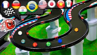 Marble race: F1 of marbles with competition between countries.