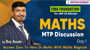 CMA FOUNDATION Mathematics & Statistic MTP Discussion Day 1 | By Raj Awate