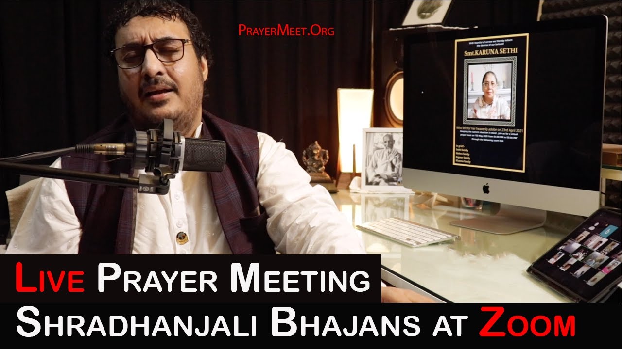 Live Prayer Meeting | Shradhanjali Bhajans at Zoom by Charan ji from his studio | prayermeet.org