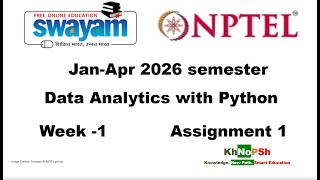 Data Analytics with Python | Jan - April 2026 | Week 1 | Assignment 1 | Solution | Swayam | NPTEL
