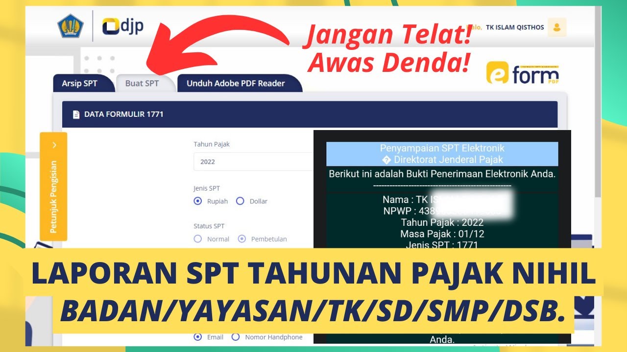 Eform Spt Lapor SPT Tahunan Sekolah Secara Online | eform SPT 1771 Tahun 2023 ...