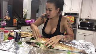 Grilling a 3 FOOT BLUE FISH Lovelymimi