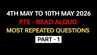 PTE Read Aloud (Part-1) May 2026 - Exam Prediction | Read Aloud PTE 2026 #pte