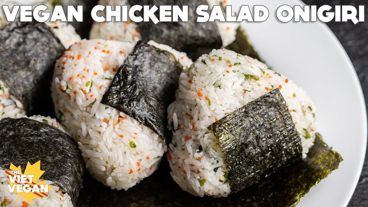 Vegan Chicken Salad Onigiri - The Viet Vegan