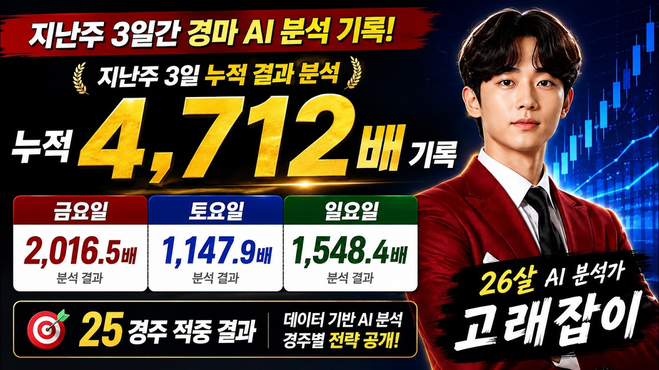 지난 주 적중결과 / 26살 경마 Ai 분석가 고래잡이