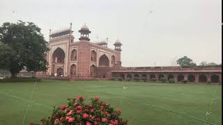 Agra, India, November 10, 2019, Taj Mahal, flowers against the background of a field and mosque screenshot 4