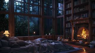 Thunderstorms Ambience and Fireplace Sounds for Deep Sleep | Bedroom Haven for Stress Relief
