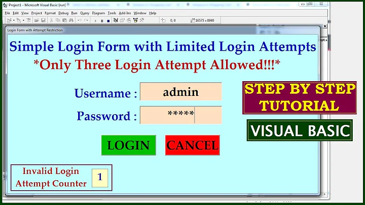 Simple Login Form with limited login attempts | Restrict login after 3 invalid attempts-Visual Basic