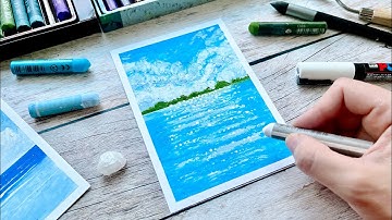 Hướng dẫn Vẽ tranh Phong cảnh Biển với màu Sáp dầu (Oil Pastels)