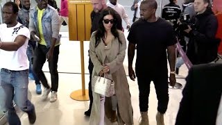 EXCLUSIVE: Kim and Kanye at the airport leaving Paris after a Karl Lagerfeld shooting