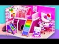 How To Make Bling Hello Kitty Miniature House from Polymer Clay and Cardboard 🌈 Diy Miniature Clay