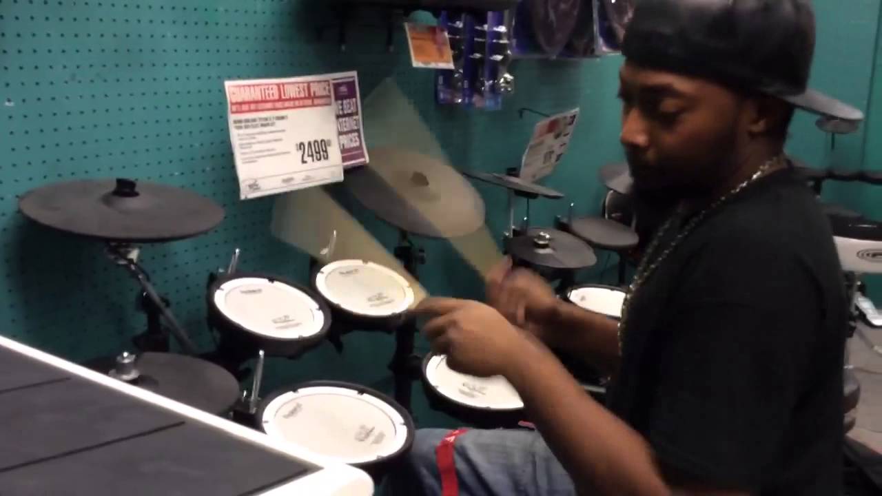 Playing Drums At Guitar Center With Play Along Tracks Part 1 Electric