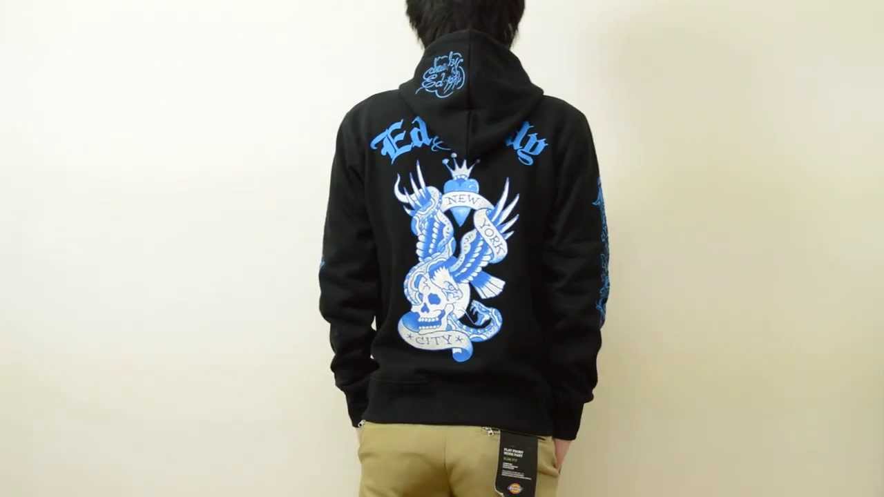 Ed Hardy（エドハーディー） Blue New York 刺繍 プリント ジップ 