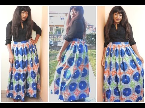 DIY GATHERED ANKARA MAXI SKIRT - YouTube