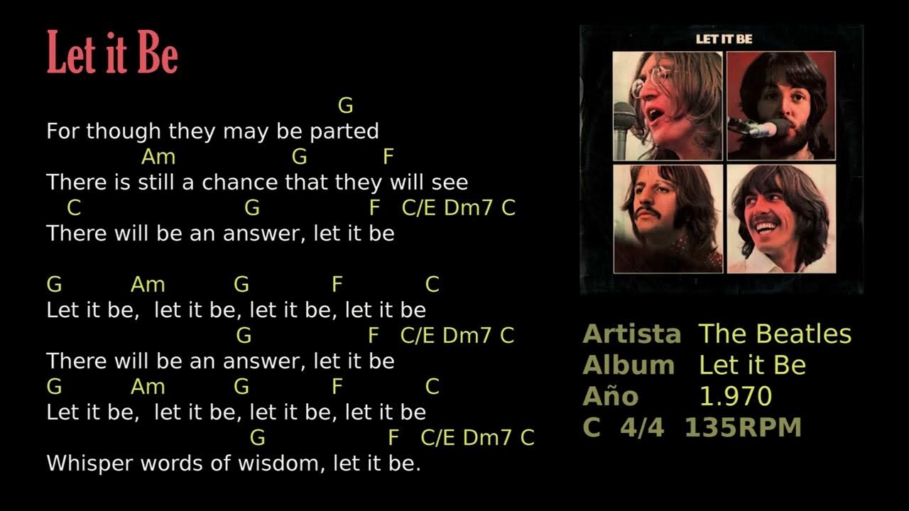 The beatles let it be letra y acordes youtube