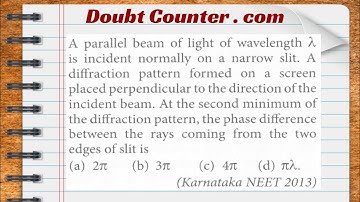 A parallel beam of light of wavelength is incident normally on a narrow slit. A diffraction pattern