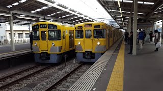 西武2000系 2053F＆2027F 小川駅到着～発車 '20.01.26