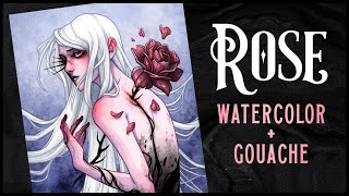 ROSE // Watercolor + Gouache Process // Paint with Me