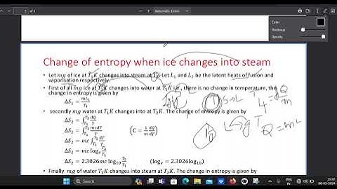 Change of entropy when ice changes into steam