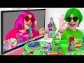 GREEN VS PINK FOOD CHALLENGE FOR 24 HOURS | EATING ONLY 1 COLOR FOOD AND SWEET BY CRAFTY HACKS PLUS