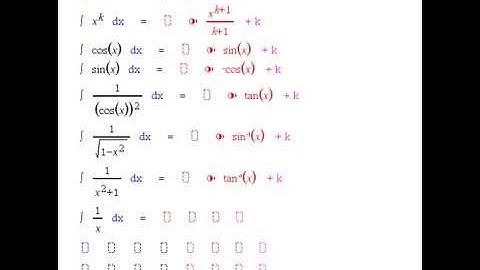 Intégrales formulaires primitives