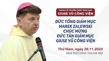 ĐTGM Marek Zalewski chúc mừng Đức Giám mục Tân cử GIUSE VŨ CÔNG VIỆN