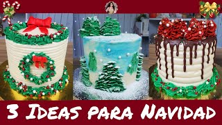 Pastel para NAVIDAD 🎄 3 Ideas que TE ENCANTARAN para decorar tus Pasteles ☃️