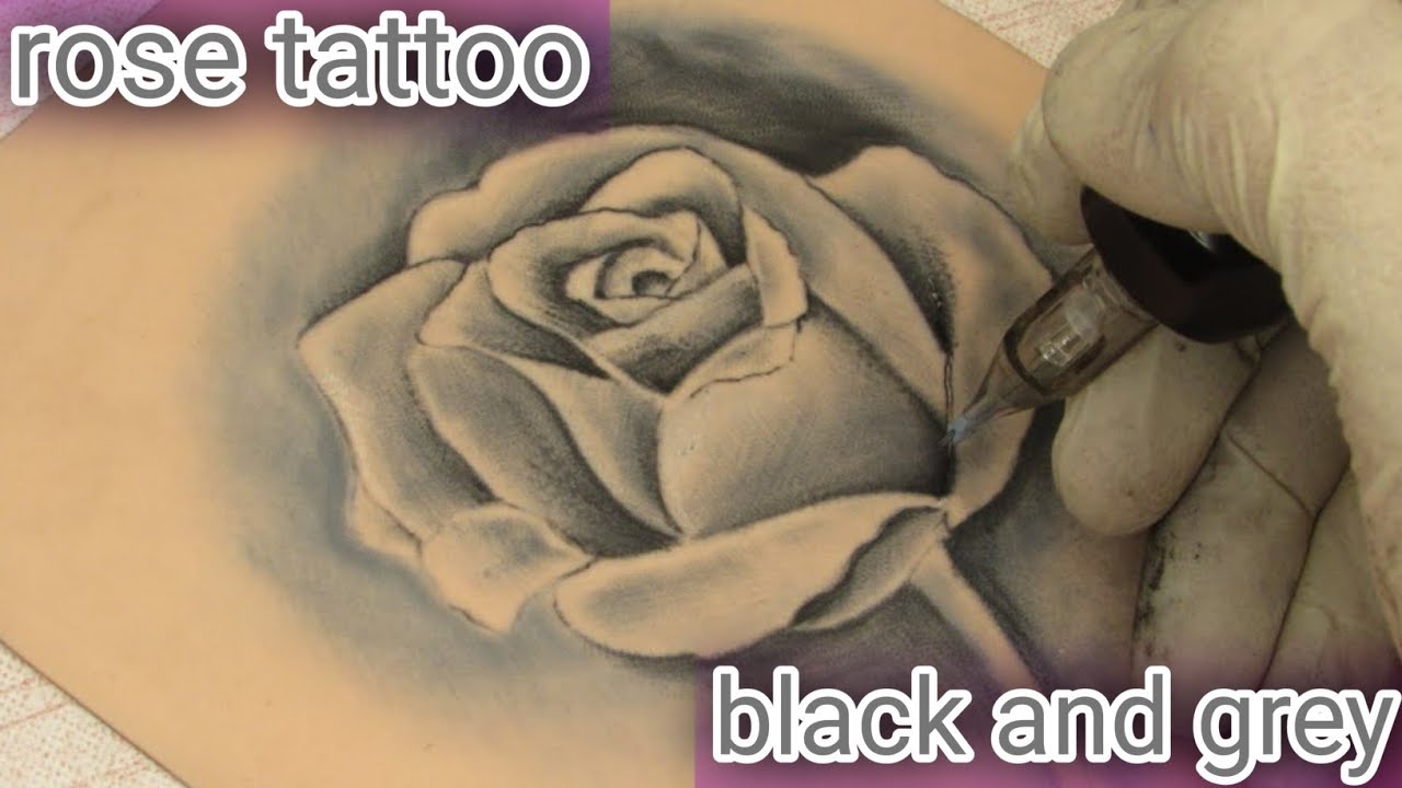 | how to rose tattoo in two minutes | tattoo black and grey - YouTube