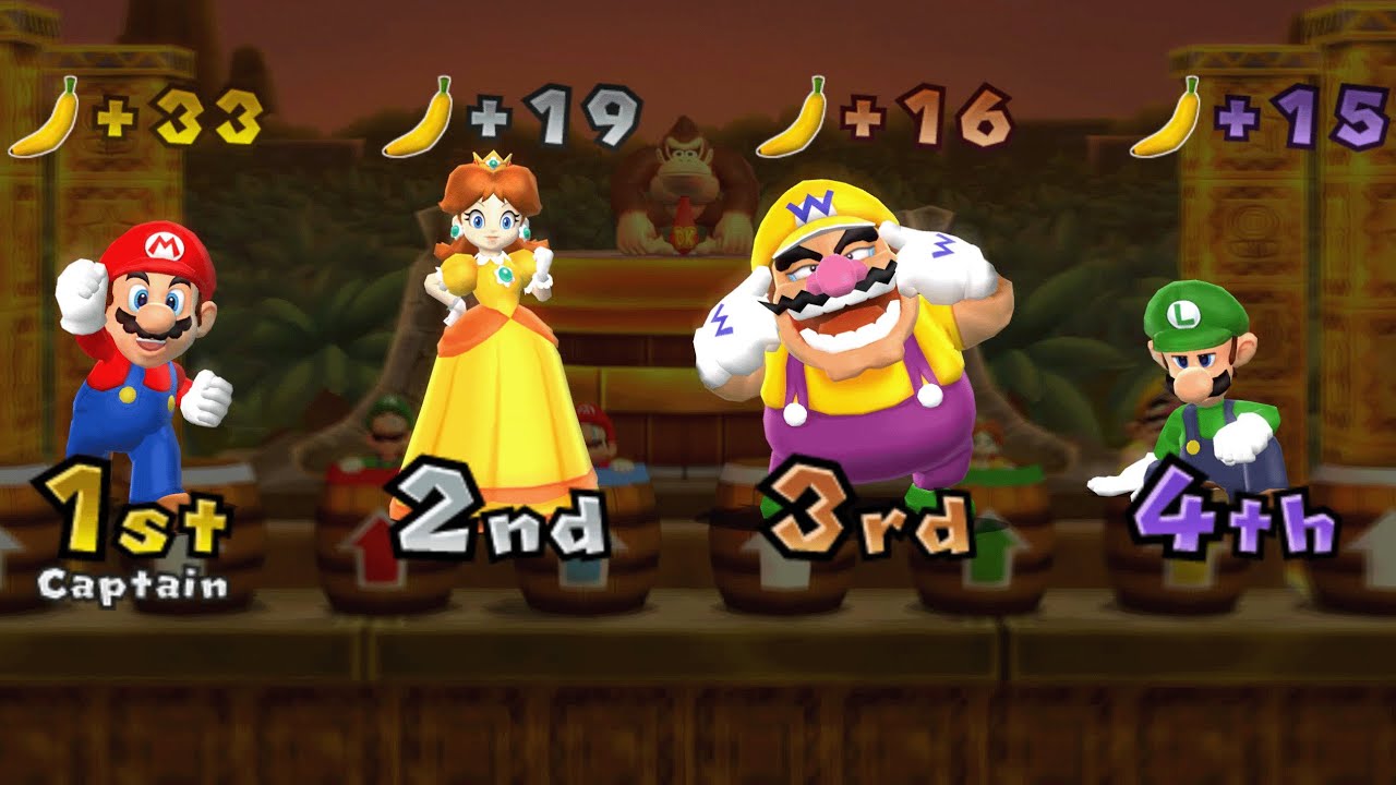 Mario Party 9 - Mario vs Luigi vs Daisy vs Wario - DK's Jungle