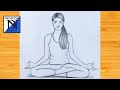 How to draw meditation girl  step by step  pencil sketch for beginners  girl drawing easy