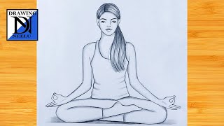 How to draw Meditation Girl - step by step || Pencil Sketch for beginners || Girl drawing easy