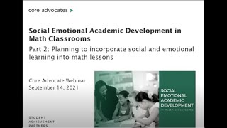 SEAD in Math Classrooms Webinar Part 2 Noticias
