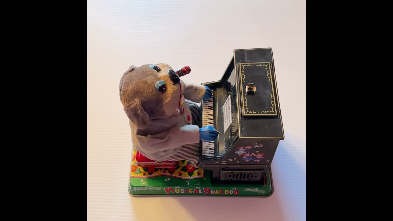 Musical Bulldog, Rare, Japan Made 1960's Battery Operated Tin Toy