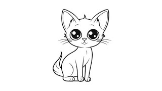 How to coloring cute cat drawing step by step coloring for kids, Toddlers, painting, drawing