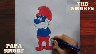 How to draw PAPA SMURF/SMURFS