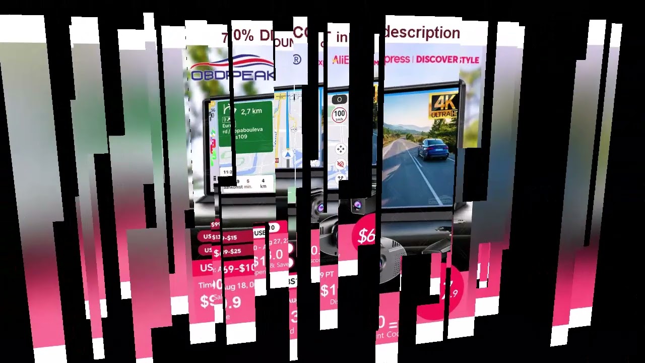 A must-have product! US Stock 11.3" Dash Cam 4K Car DVR Wireless Carplay & Android Auto GPS Naviga