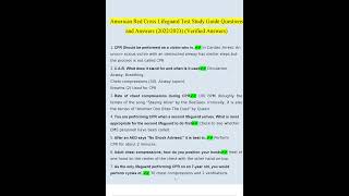 American Red Cross Lifeguard Test Study Guide Questions and Answers 2022 2023 Verified Answers