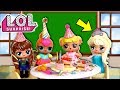 LOL Frozen Family Surprise Birthday Party in Barbie School with Baby Goldie & Punk Boi