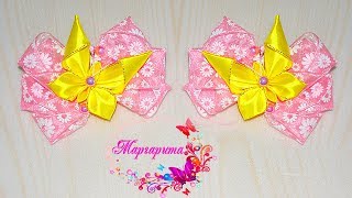 Летние БАНТИКИ КАНЗАШИ с бабочками 🎀 Bows kanzashi