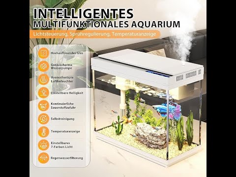 Vehipa Small Aquarium with Intelligent Humidifier, 3 in 1 Self Circulating Systems, Temperature Disp