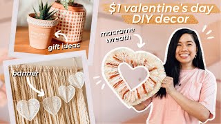 *ACTUALLY CUTE* Dollar Store Valentines Day DIY Decor + Gift Ideas | Macrame Wreath, Punny Planter