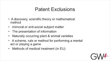 Protecting and exploiting your intellectual property: Patent exclusions