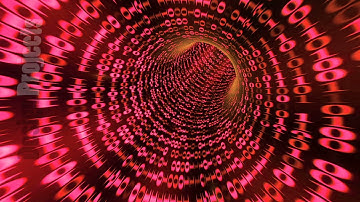 Looping animation of a binary code tunnel - red